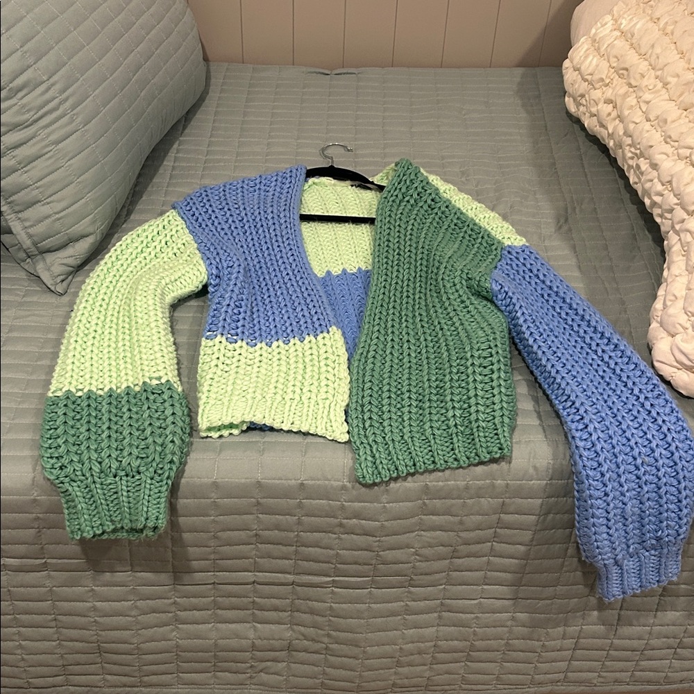Chunky Knit Color Block Cardigan